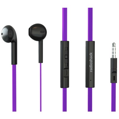RadioShack Wired Black and Purple Earphones